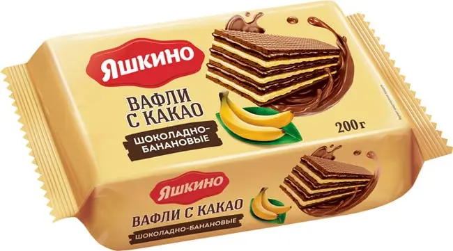 Yashkino vafli kakao, shokolad va bananli 200 gr